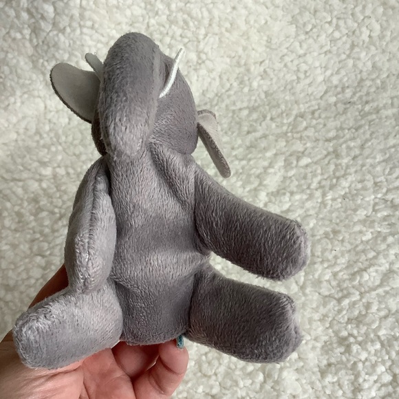 Small 5 inch Gray Elephant White Tusks Embroidered Eyes Plush Stuffed Animal Toy - Picture 2 of 6